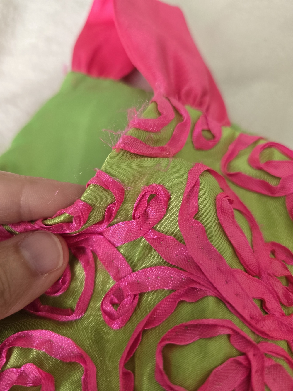 Rare Editions Vintage Y2K Lime Green & Pink Bow Party Dress - Picture 7 of 10